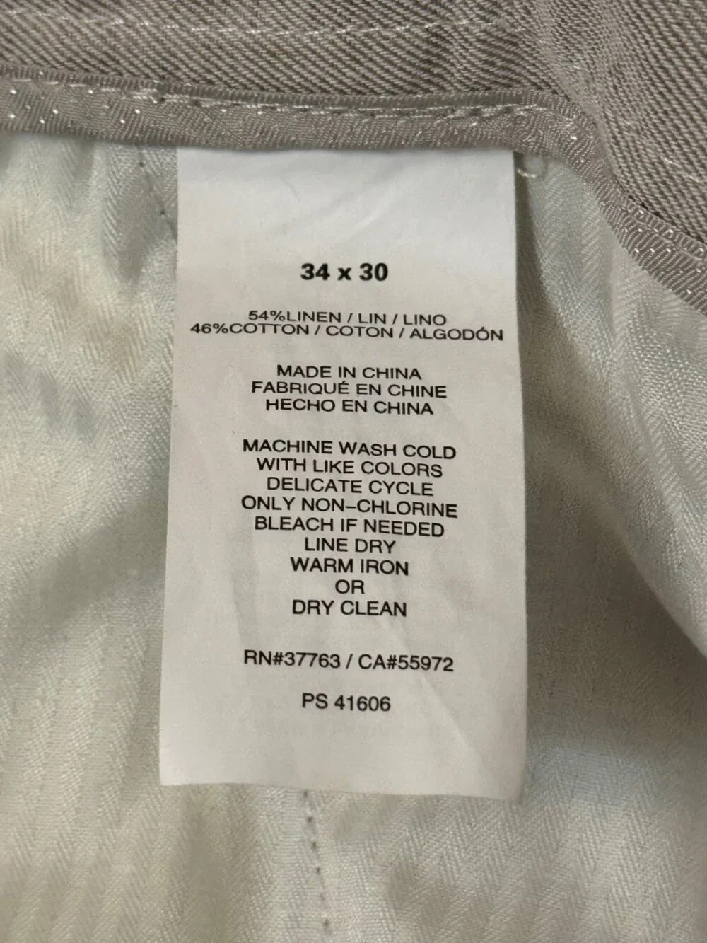 Perry Ellis Pants Mens 34x30 Linen Blend Pleated Dress Trouser Tan Lightweight